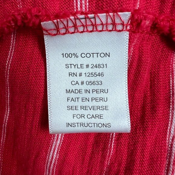 Habitat Top Womens Large Red Stripe Asymmetrical 3/4 Sleeve Clothes To Live In L - Picture 9 of 10